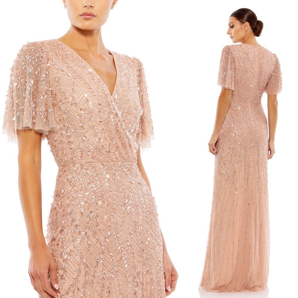 MAC DUGGAL | EMBELLISHED FLUTTER SLEEVE GOWN 35109